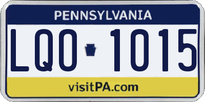 PA license plate LQO1015