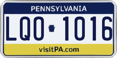 PA license plate LQO1016