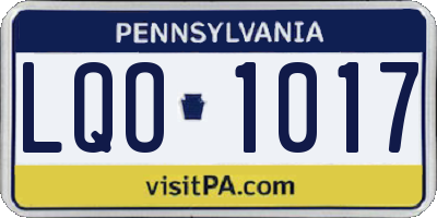 PA license plate LQO1017