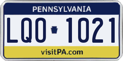 PA license plate LQO1021