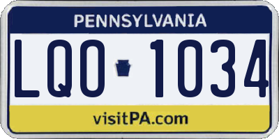 PA license plate LQO1034