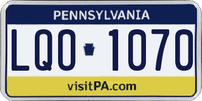 PA license plate LQO1070