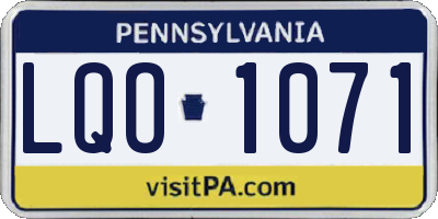 PA license plate LQO1071