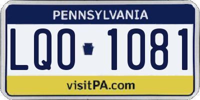 PA license plate LQO1081