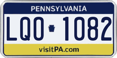 PA license plate LQO1082