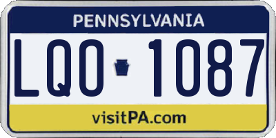 PA license plate LQO1087