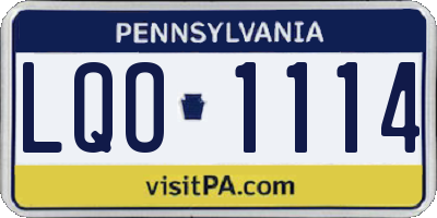 PA license plate LQO1114