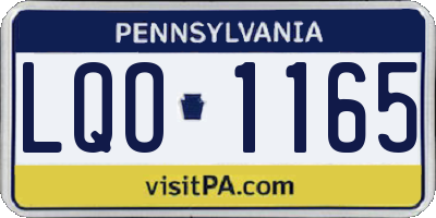 PA license plate LQO1165