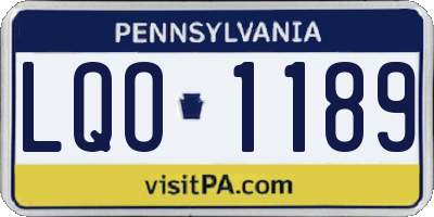 PA license plate LQO1189