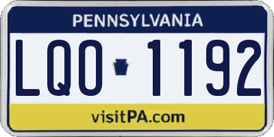 PA license plate LQO1192