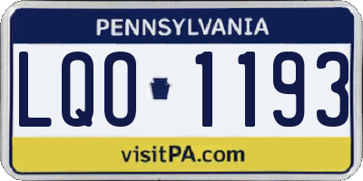 PA license plate LQO1193