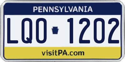 PA license plate LQO1202