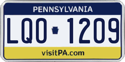 PA license plate LQO1209