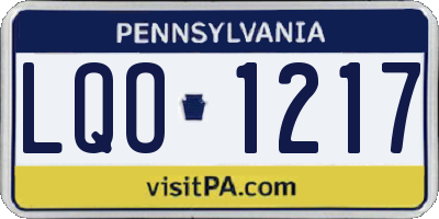 PA license plate LQO1217