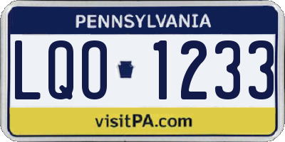PA license plate LQO1233