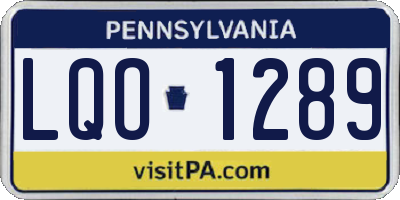 PA license plate LQO1289