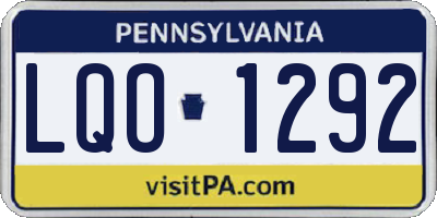 PA license plate LQO1292