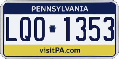 PA license plate LQO1353