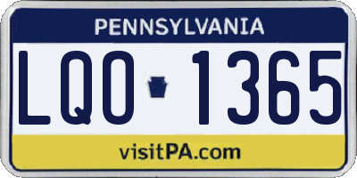PA license plate LQO1365