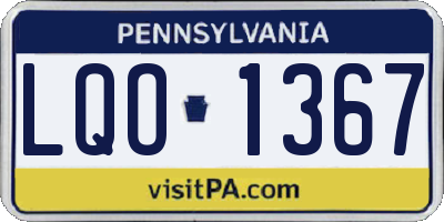 PA license plate LQO1367