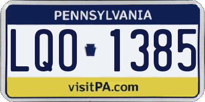 PA license plate LQO1385