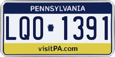 PA license plate LQO1391