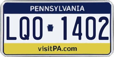 PA license plate LQO1402