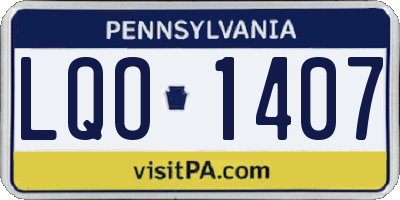 PA license plate LQO1407