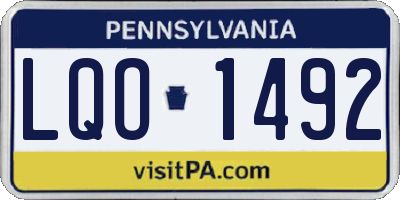 PA license plate LQO1492