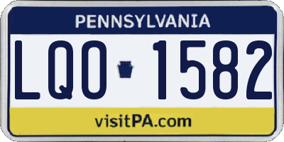 PA license plate LQO1582