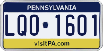 PA license plate LQO1601