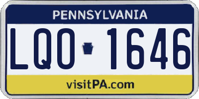 PA license plate LQO1646