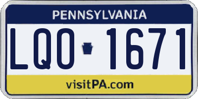 PA license plate LQO1671