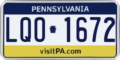 PA license plate LQO1672
