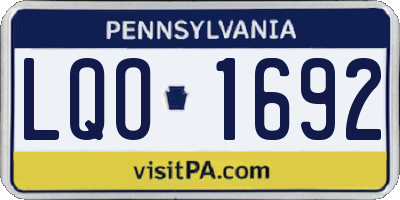 PA license plate LQO1692
