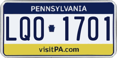 PA license plate LQO1701