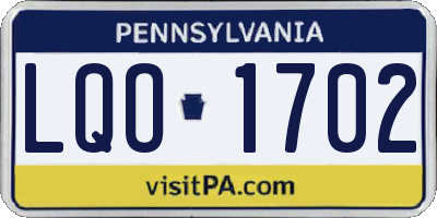 PA license plate LQO1702