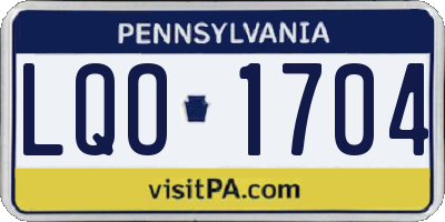 PA license plate LQO1704