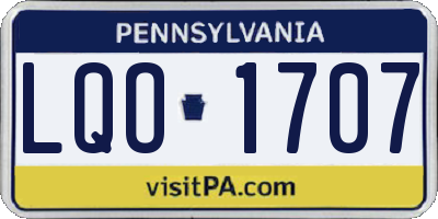 PA license plate LQO1707