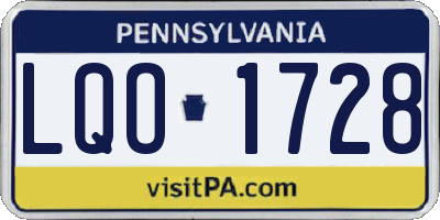 PA license plate LQO1728