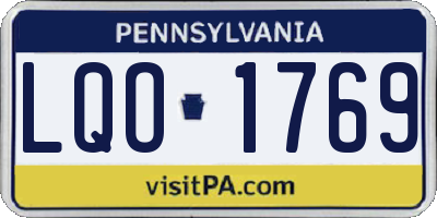 PA license plate LQO1769