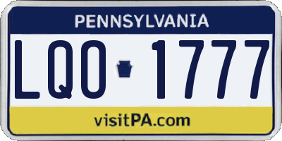 PA license plate LQO1777