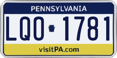 PA license plate LQO1781