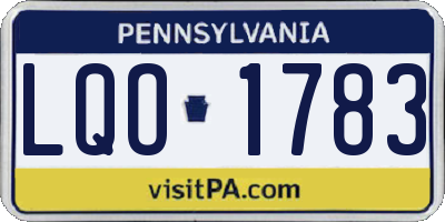 PA license plate LQO1783