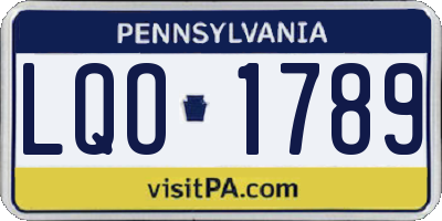 PA license plate LQO1789