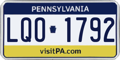 PA license plate LQO1792
