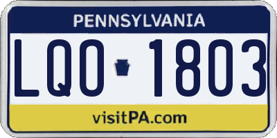 PA license plate LQO1803