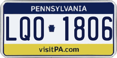 PA license plate LQO1806