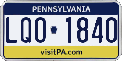 PA license plate LQO1840