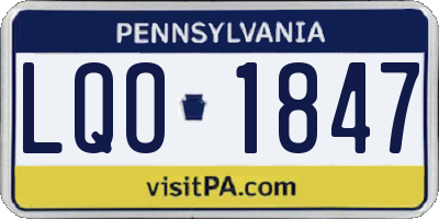 PA license plate LQO1847